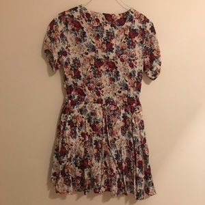 Floral print cotton cinch waist dress